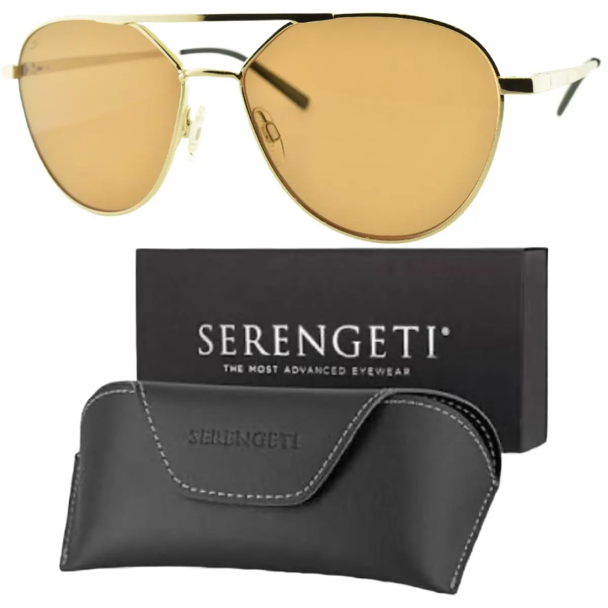 Serengeti Odell SS555001-S Gold Aviator Polarized Full Rim Mens Sunglasses