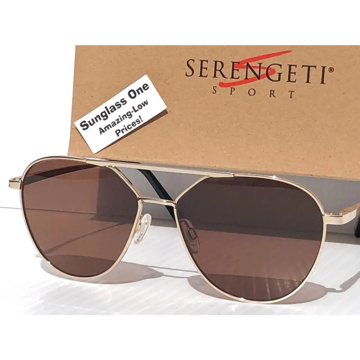 Serengeti Odell Shiny Gold Polarized Saturn Driver Lens Sunglass SS555001