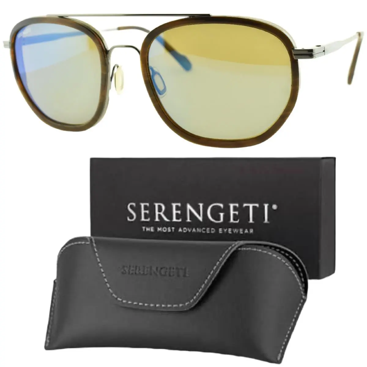 Serengeti Boron SS525002-S 56-20-145 Brown Pilot Full Rim Mens Sunglasses