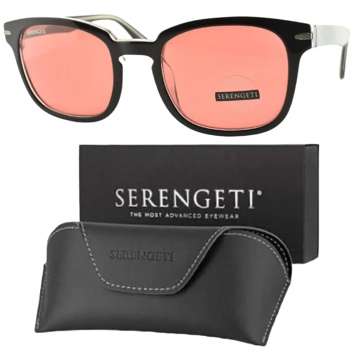 Serengeti Ethan SS575001-S 52-22-145 Black Square Full Rim Unisex Sunglasses