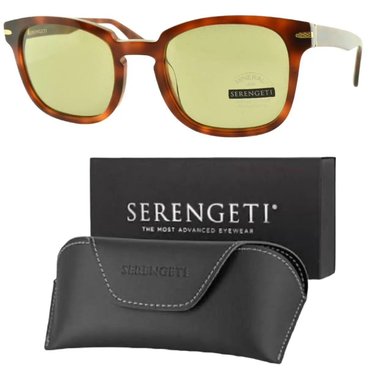 Serengeti Ethan SS575006-S 52-22-145 Havana Square Full Rim Mens Sunglasses