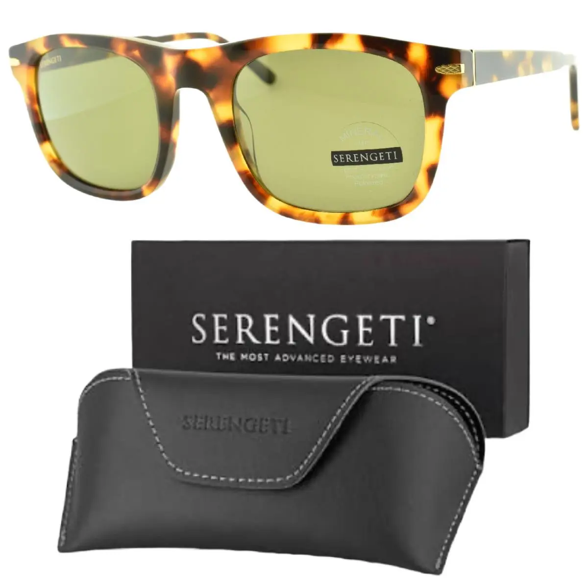 Serengeti Charlton SS576005-S 52-23-145 Havana Rectangle Full Rim Sunglasses