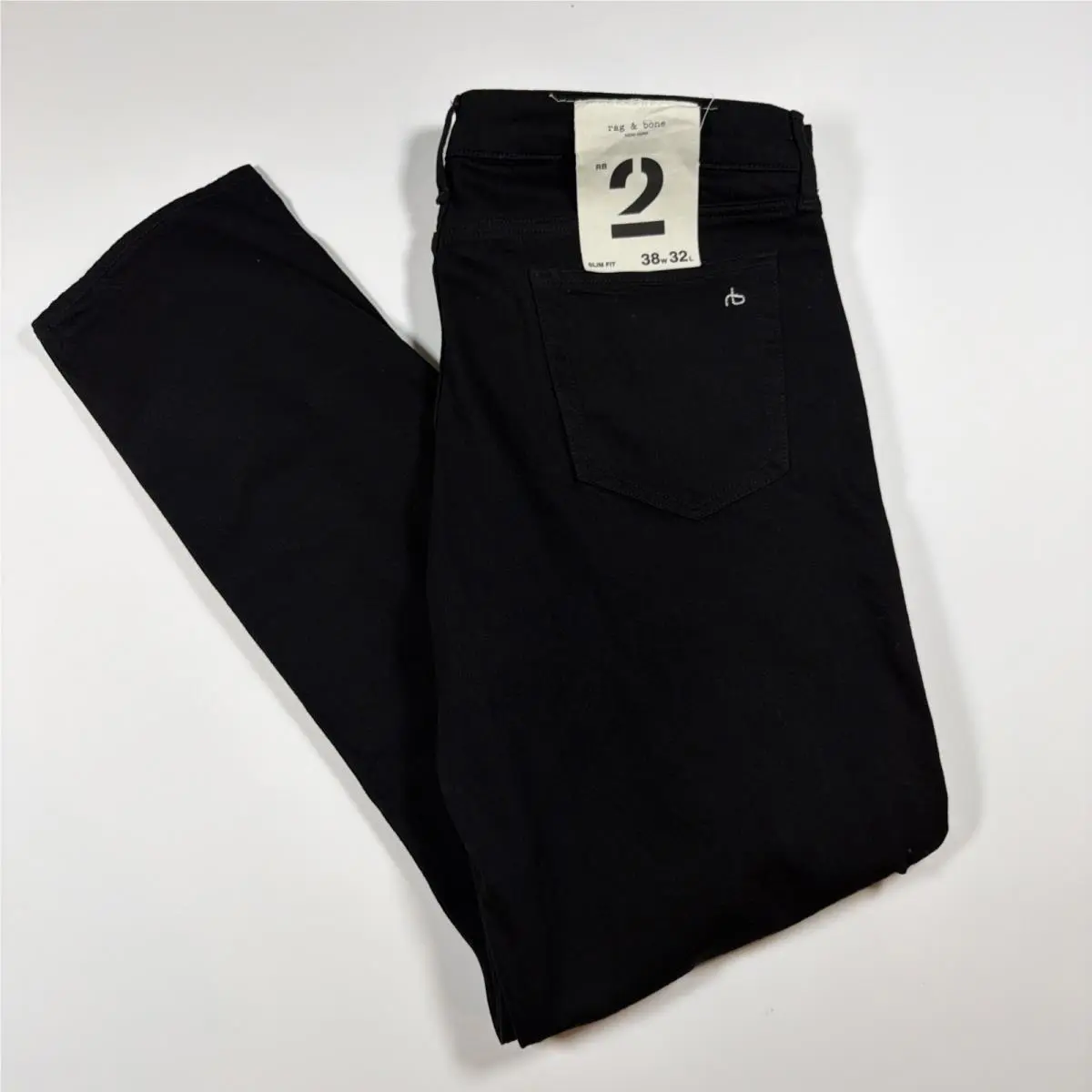 Rag Bone Size 38x32 Men`s Jeans Black RB 2 Slim Fit Premium Denim