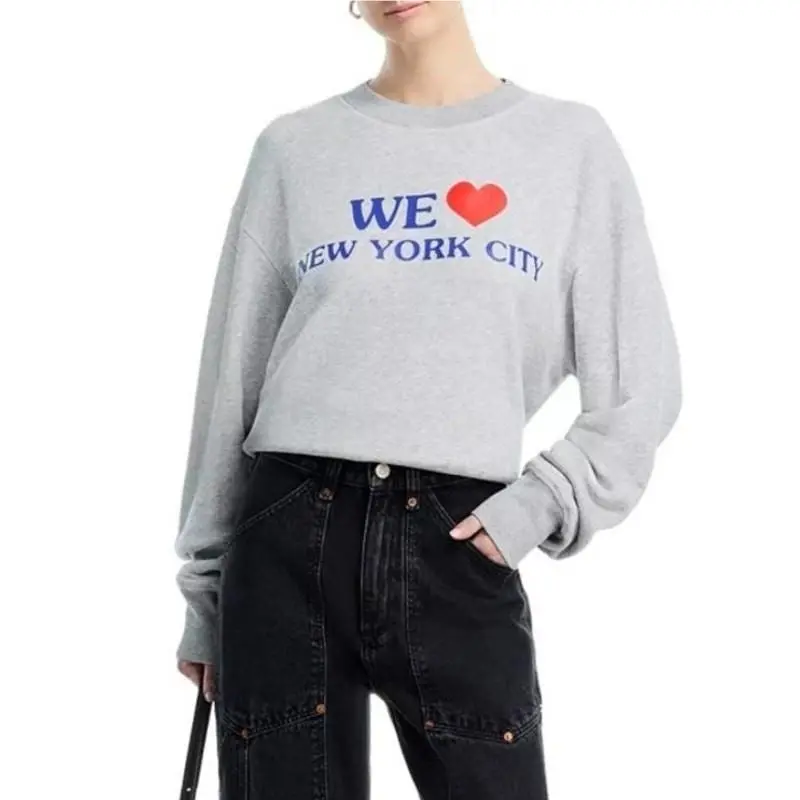 Rag Bone We Heart Nyc Sweatshirt Womens S Heather Gray Long Sleeve