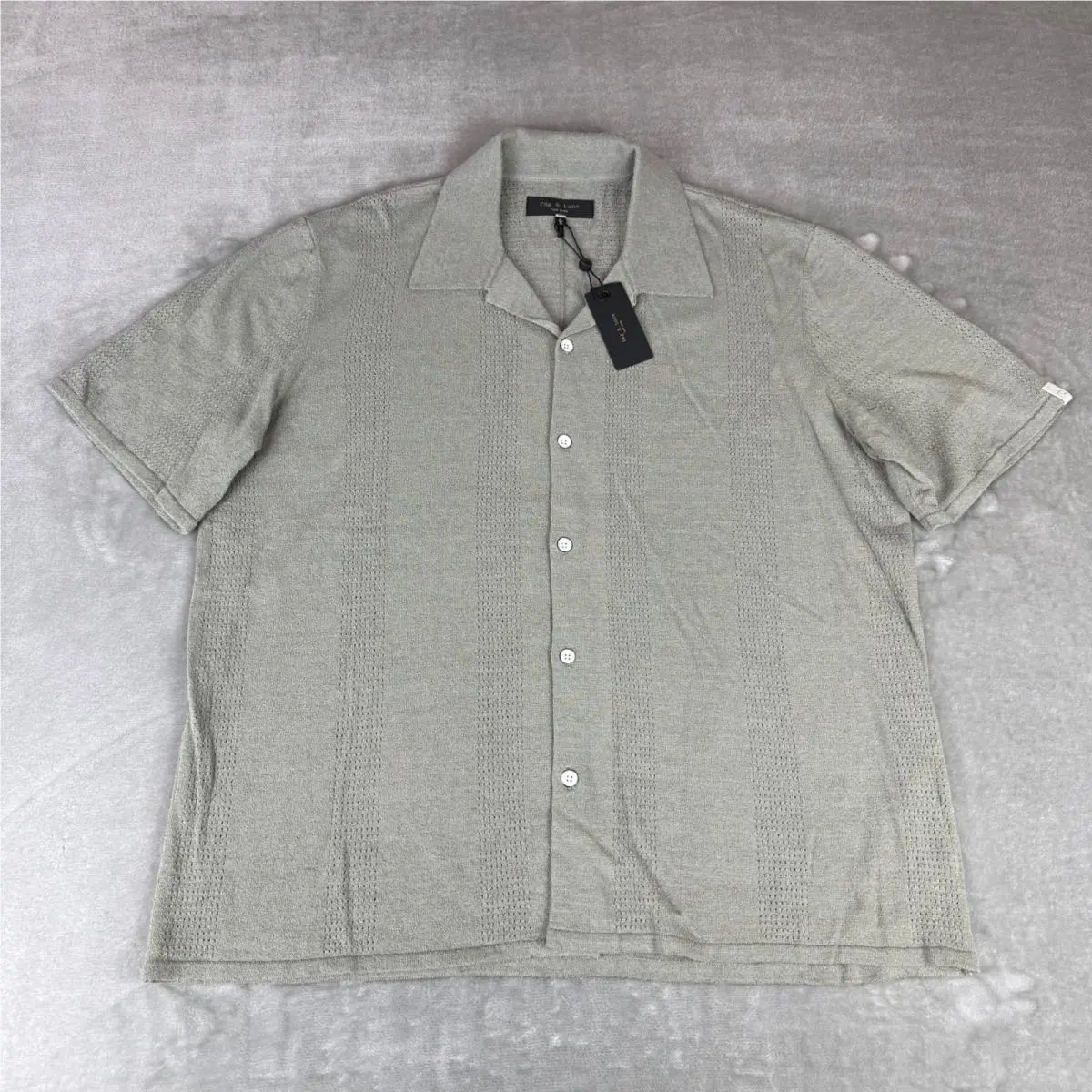 Rag Bone Zuma Pointelle Avery Shirt Mens XL Leaf Gray Terry Camp