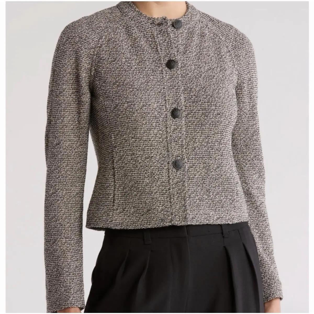 Rag Bone Carol Tweed Textured Button Front Jacket Black/white Sz 6