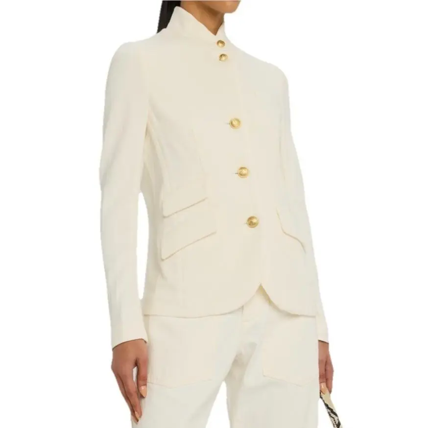 Rag Bone Size 0 Slade Textured Knit Blazer Off White Gold Button Jacket