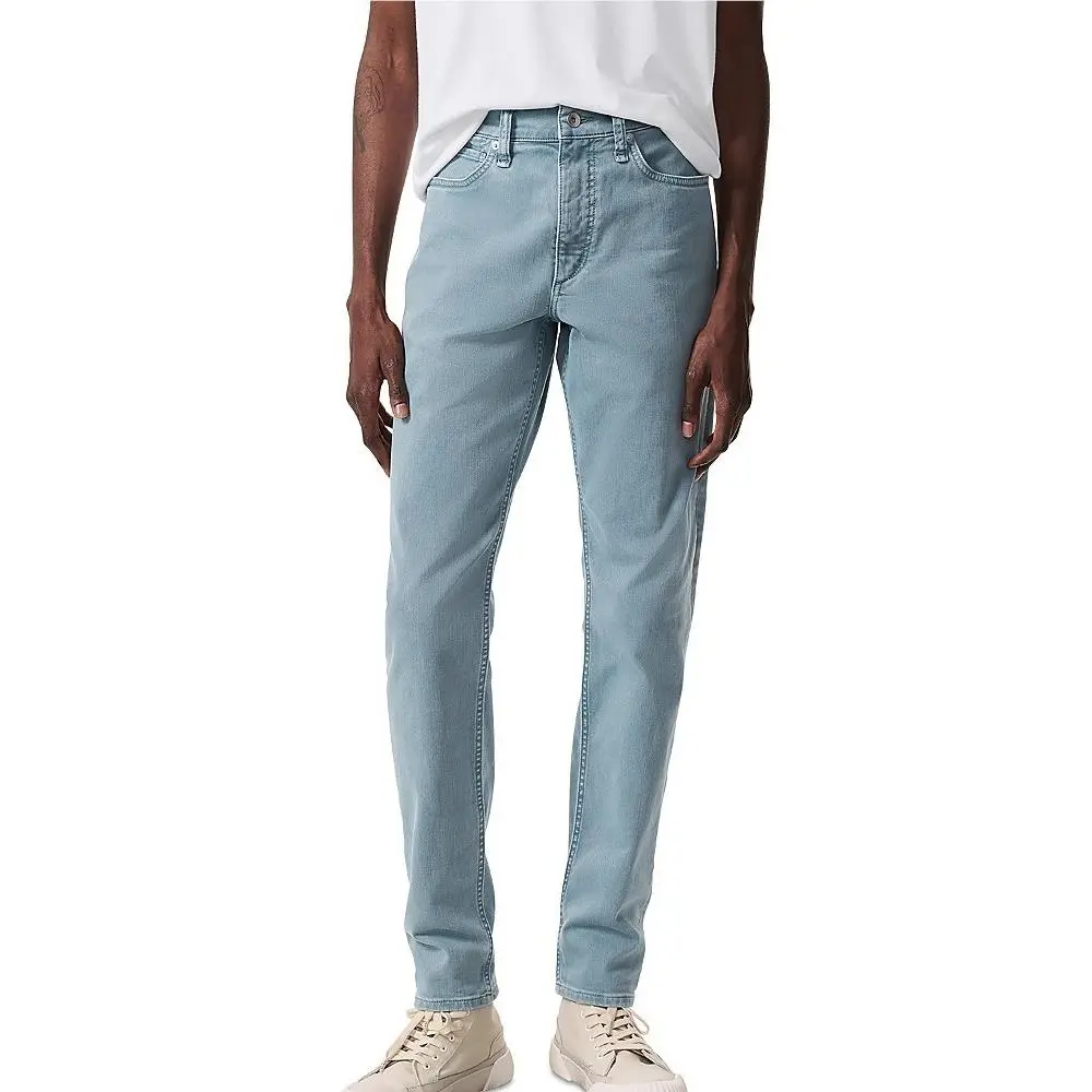 Rag Bone Fit 2 Aero Stretch Jeans Men`s 38 x 32 Stone Blue Button Zip Closure