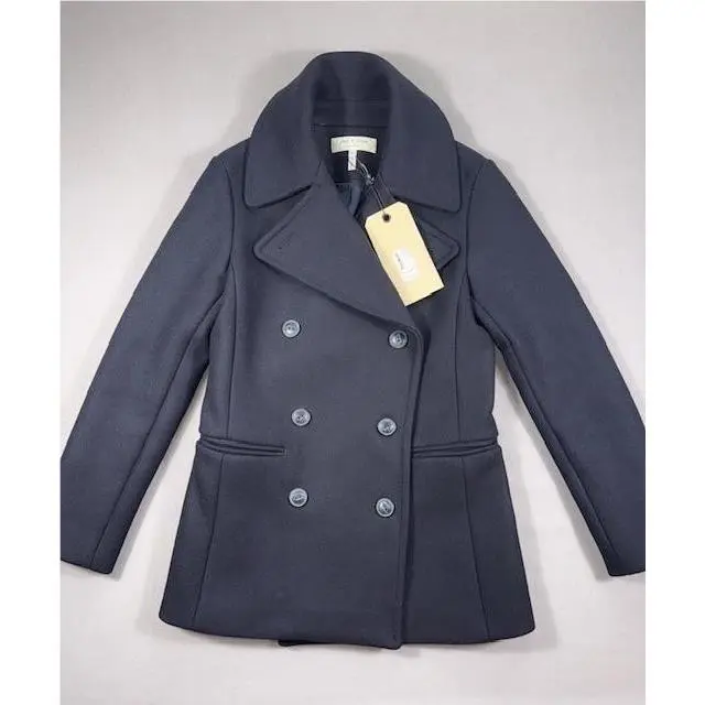 Rag Bone Coat Womens 0 Black Wool Skye Peacoat Double Breasted Made Usa