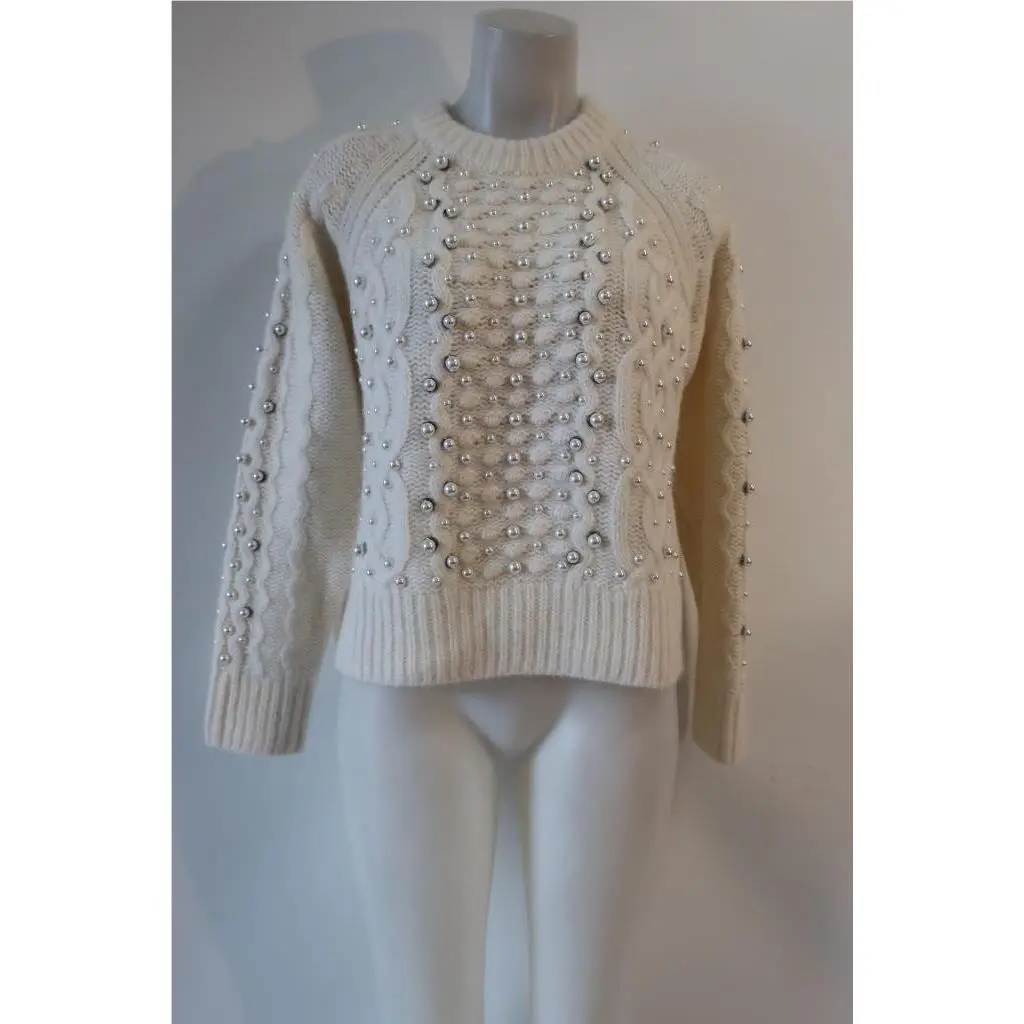 Rag Bone Item-834 Ivory Wool Alpaca Jemima Pearl Embellished Sweater S