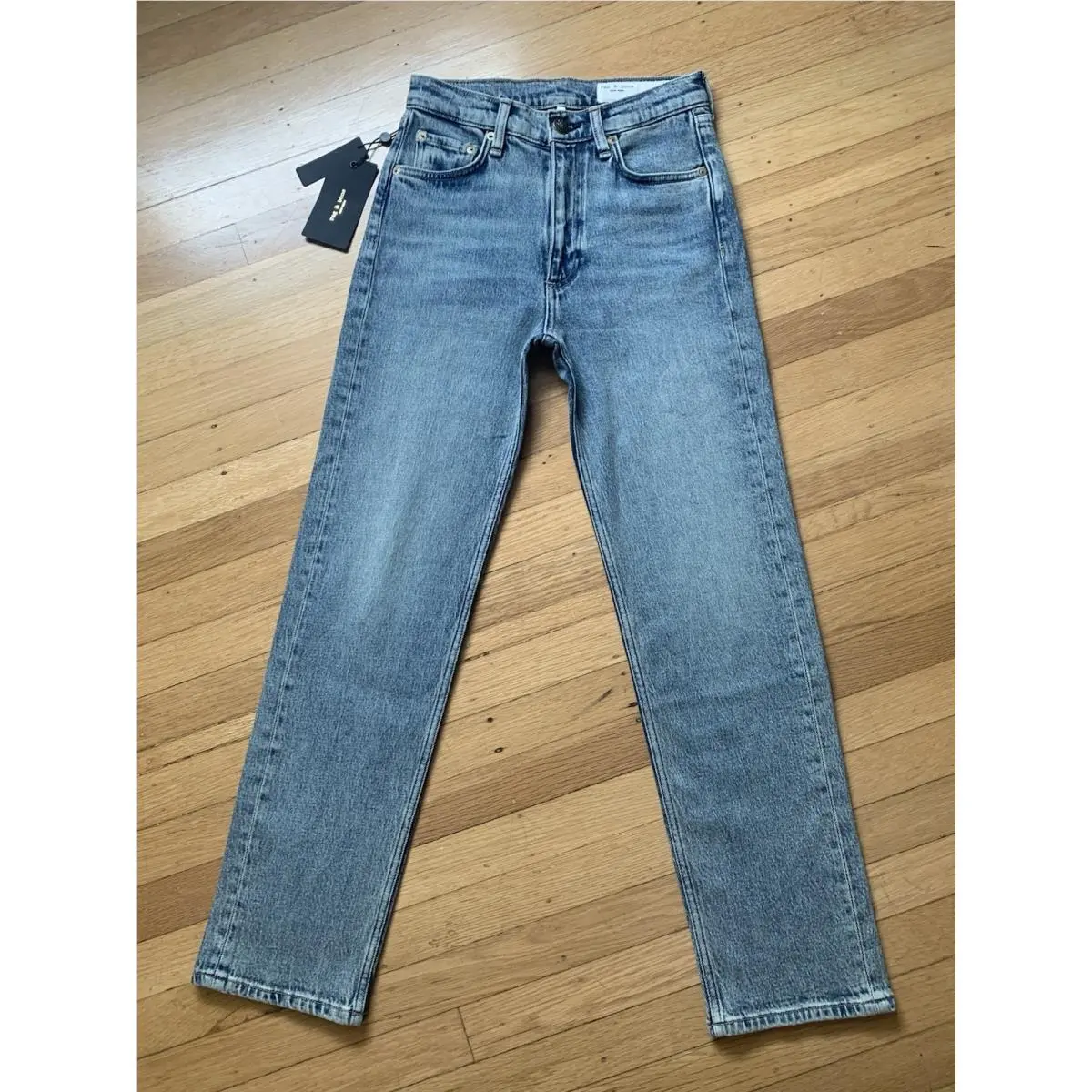 Rag Bone York Harlow Mid-rise Ankle Straight Factory Faded Jeans SZ 24