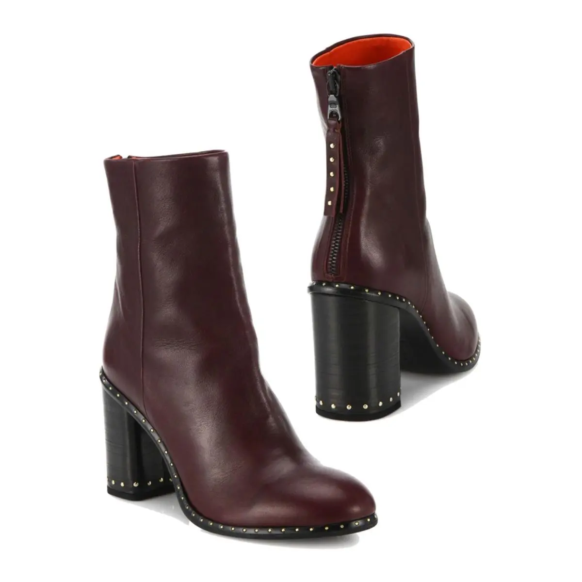 Rag Bone 36 Blyth Studded Bordeaux Leather Ankle Boots 5.5