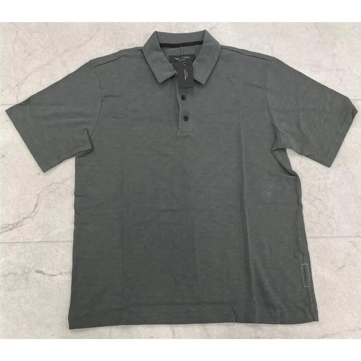 Rag Bone Men`s Classic Slub Jersey Polo In Shadow Size: Medium