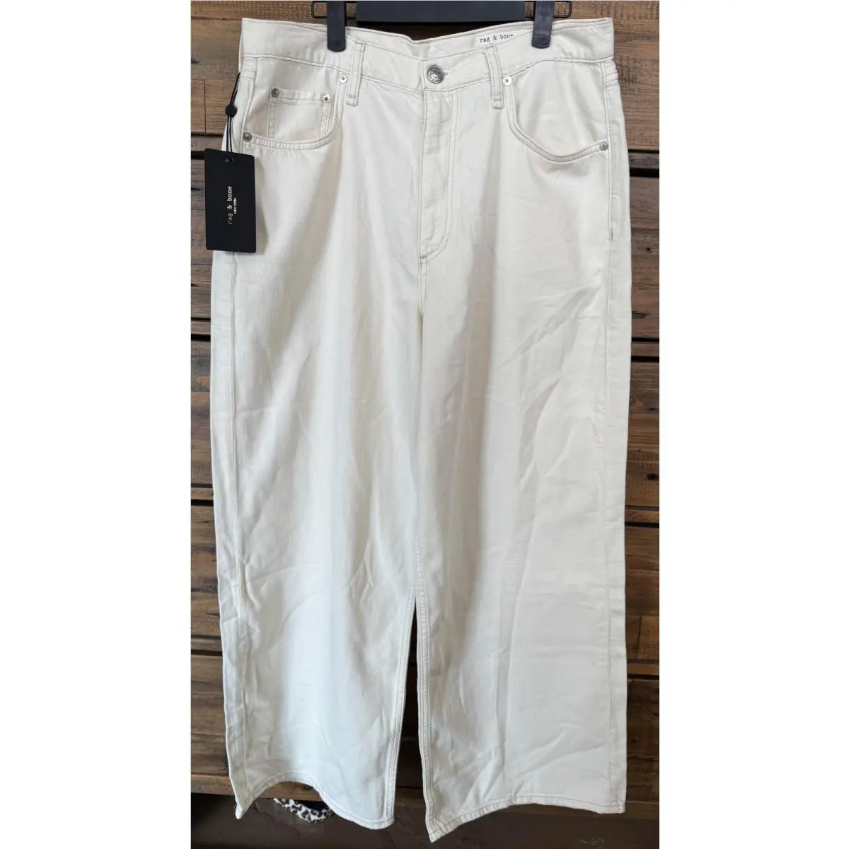 Rag Bone The Andi Jeans Womens 31 Ecru High Rise Featherweight Wide Leg