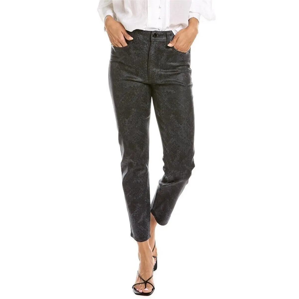 Rag Bone Snake Foil Nina High Rise Ankle Cigarette Jeans Women`s Size 24 by Rag & Bone