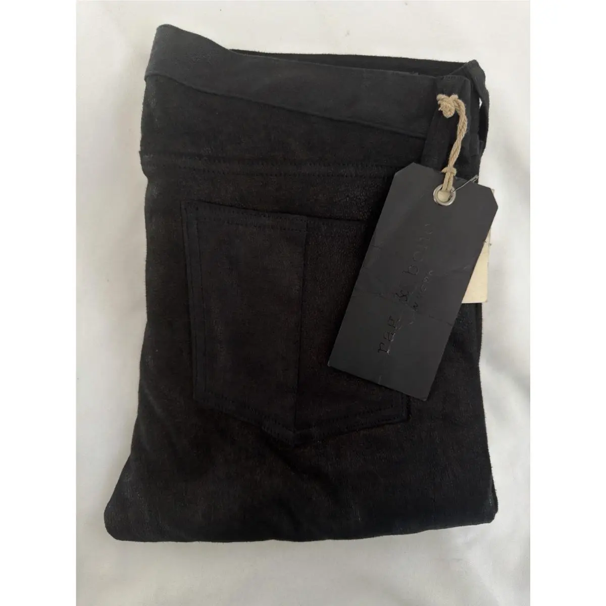 Rag Bone Women Black Leather Jeans Sz 27 In Color Black