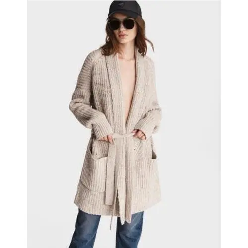 Rag Bone Sweater Donegal Recycled Wool Cardigan Gray Sz L N149
