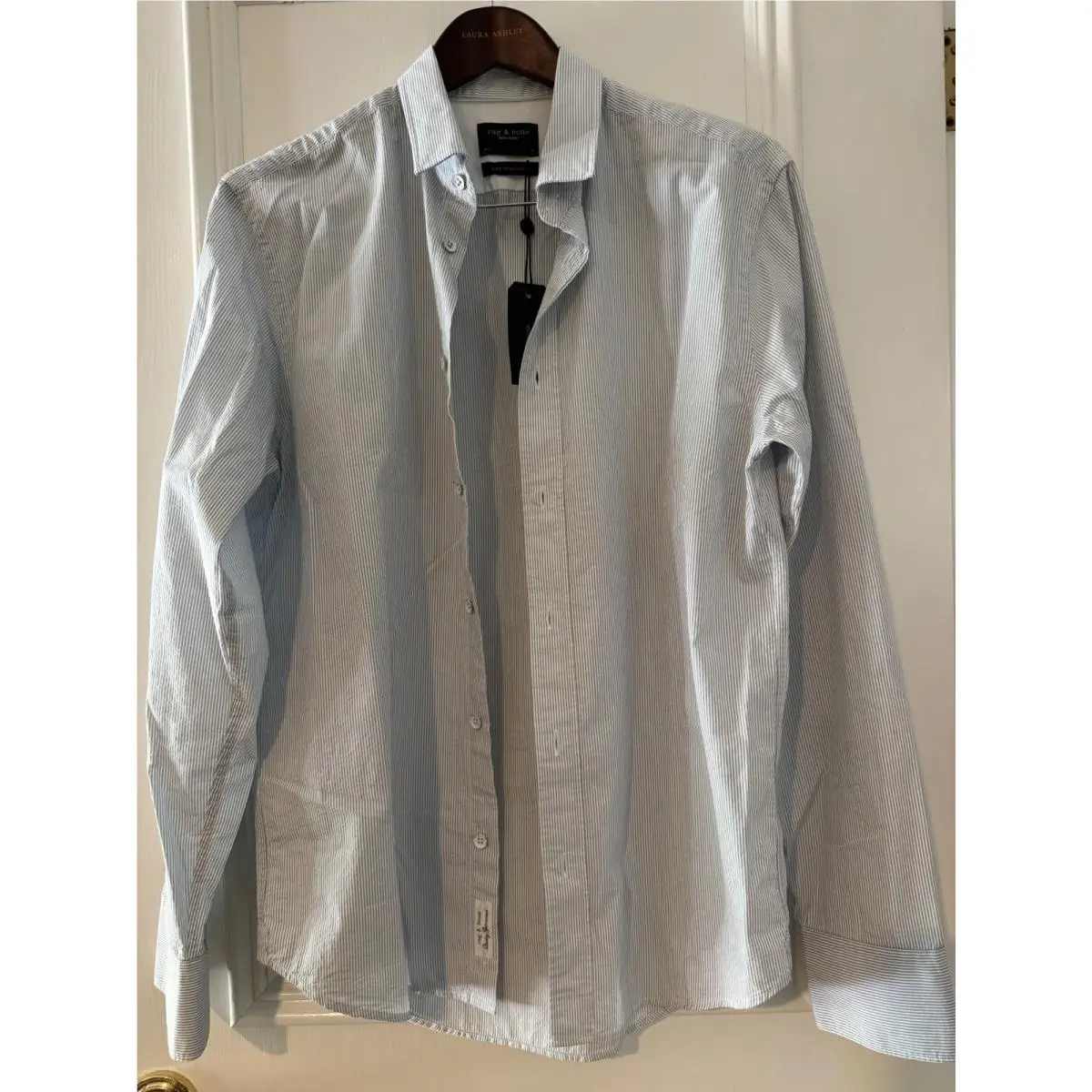Rag Bone Fit 1 Stripe Cotton Long Sleeve Button Down Charles Shirt SZ 16