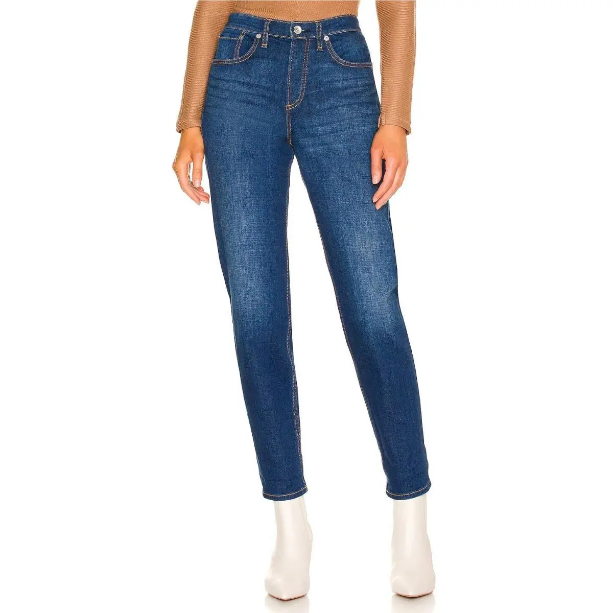 Rag Bone Rosa Mid Rise Boyfriend Ankle Jeans Button Fly Medium Wash Stowe 23