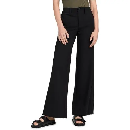 Rag Bone Size 16 Sofie Ponte Pant Black Stretch Knit Wide Leg Trouser