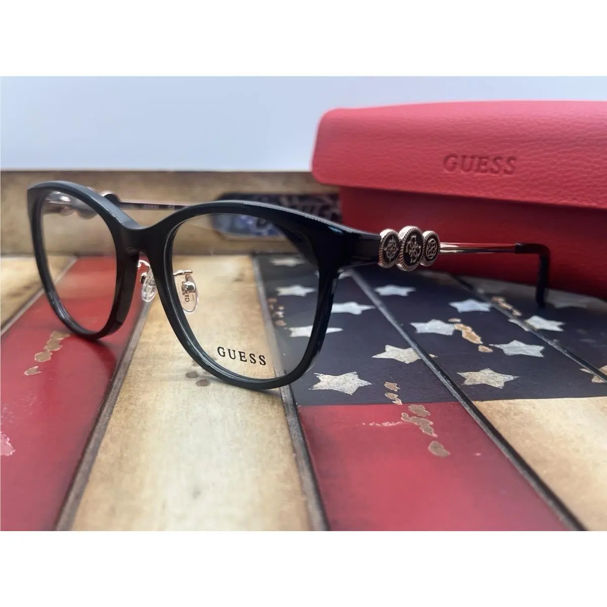 Guess GU50255-D/V 001 Black 52mm Eyeglasses Option To Add RX