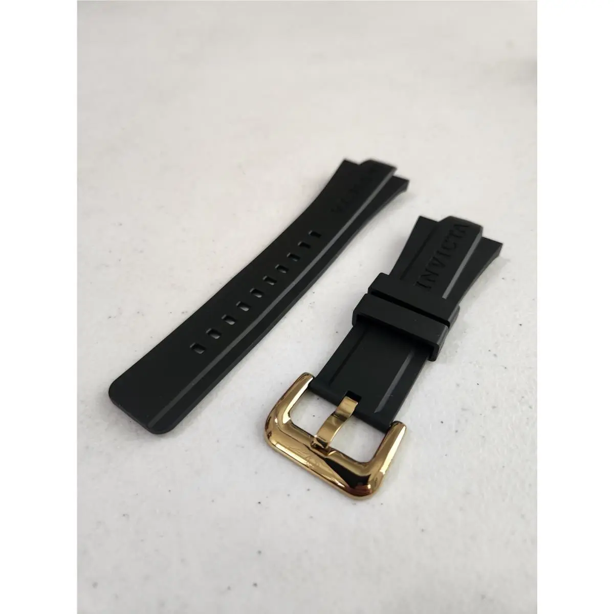 Oem Invicta Pro Diver 32mm Black Silicone Strap Band Gold Buckle For 16135 Etc