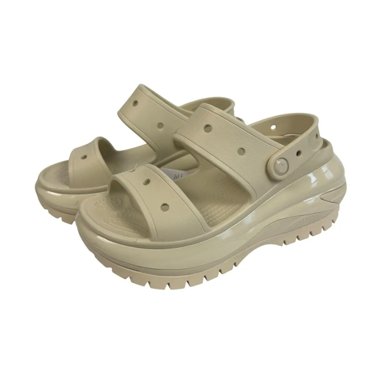 Crocs Mega Crush Sandal Bone Platform Lug Sole Mens 7 Womens 9 Summer Cream