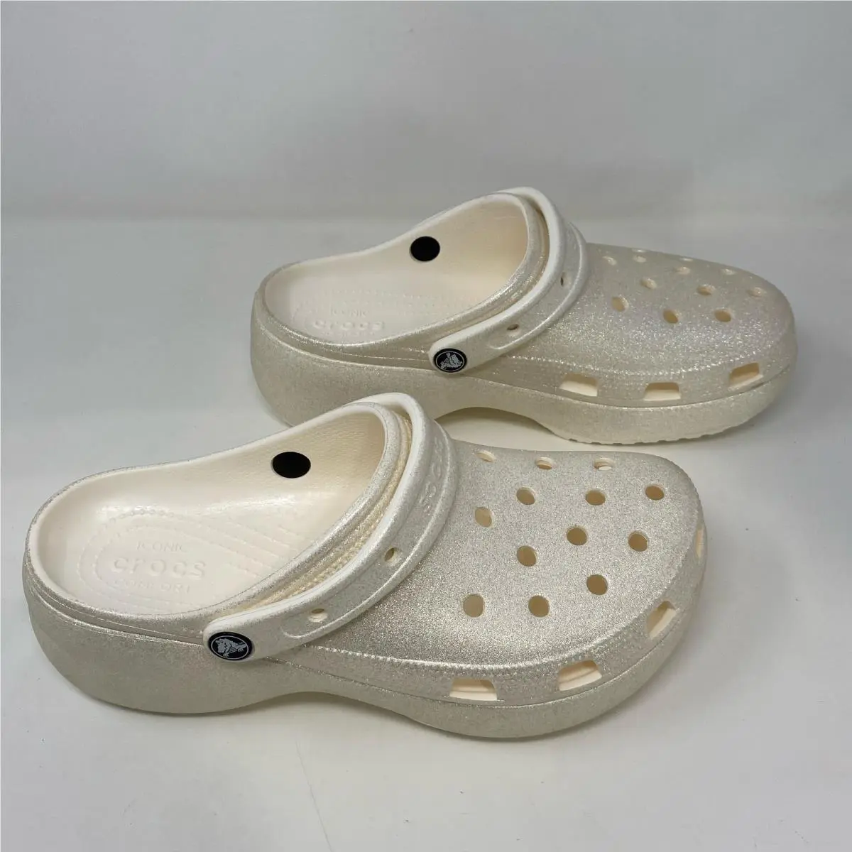 Crocs Classic Platform Glitter Clog W Chalk Women’s 10