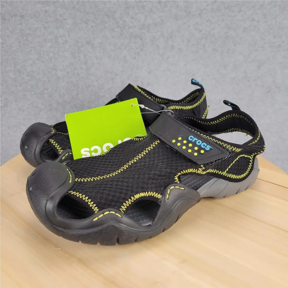 Crocs Swiftwater Mesh Deck Sandals Mens Black Water Shoes Size 7
