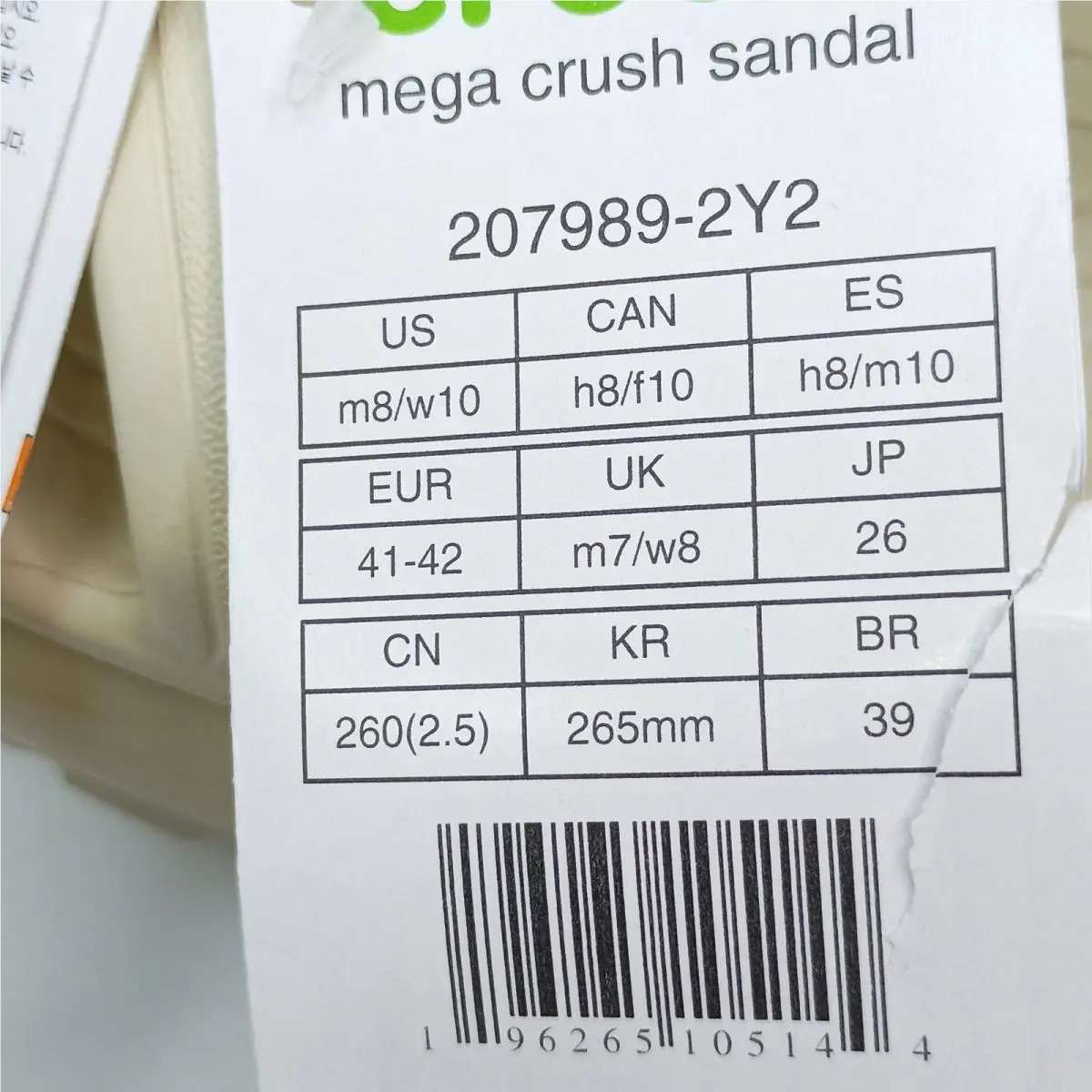 Crocs shoes - Mega Crush Sandal - Mega Crush Sandal - Ivory 8