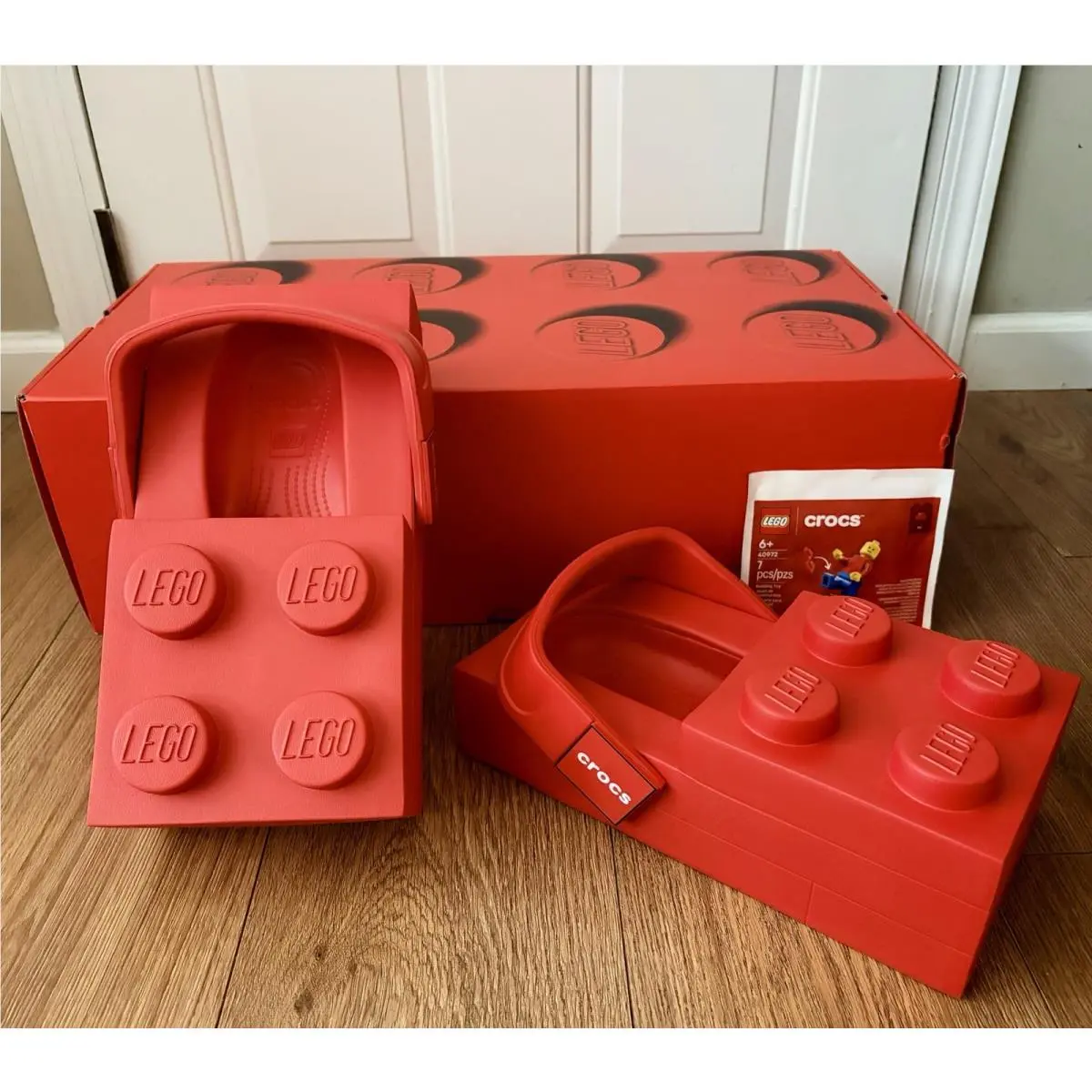 Lego x Crocs Red Brick Clogs Adult Slip On Shoes Women Size 8 IN Hand