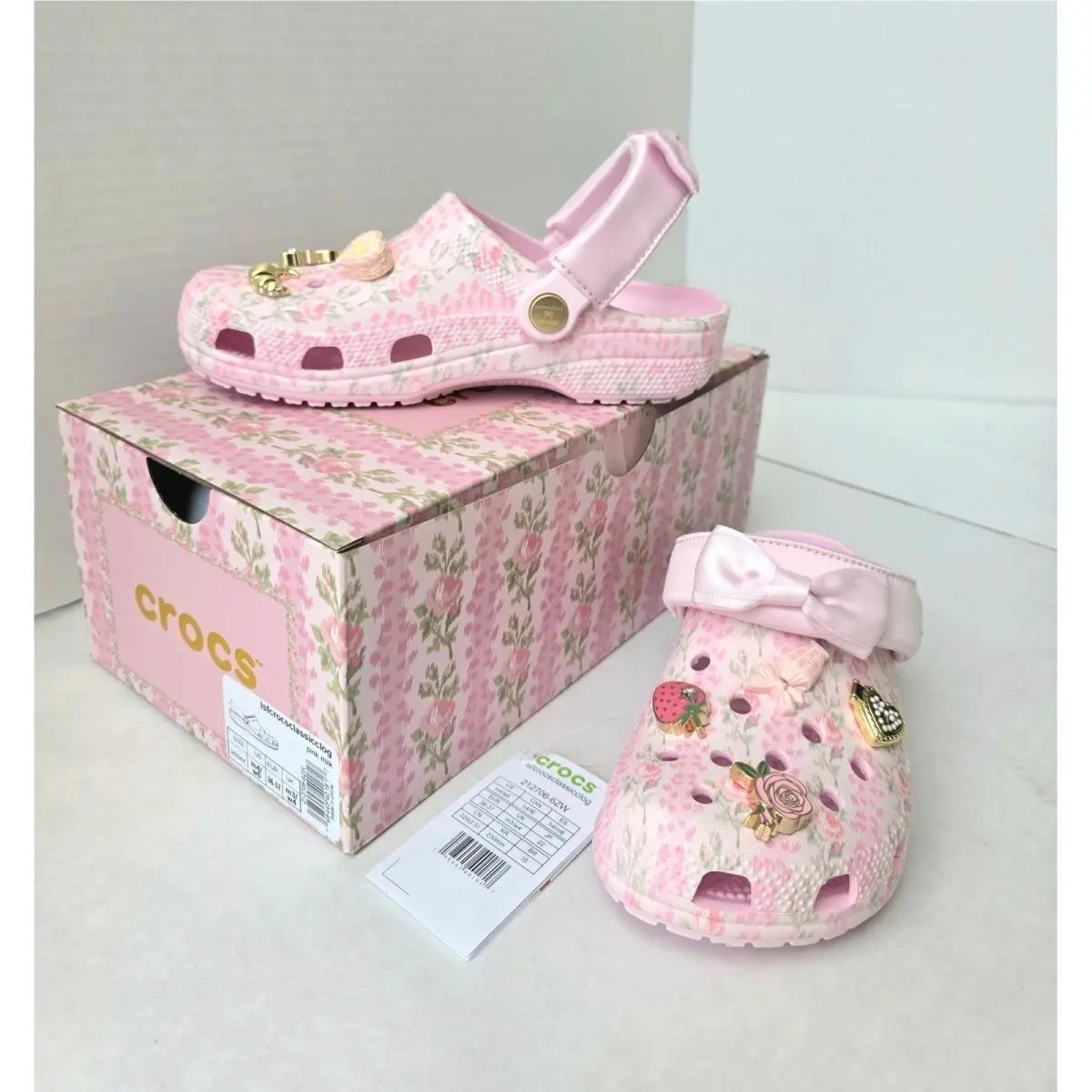 Crocs x Loveshackfancy Classic Clog Pink Milk Floral Cottagecore Size 6