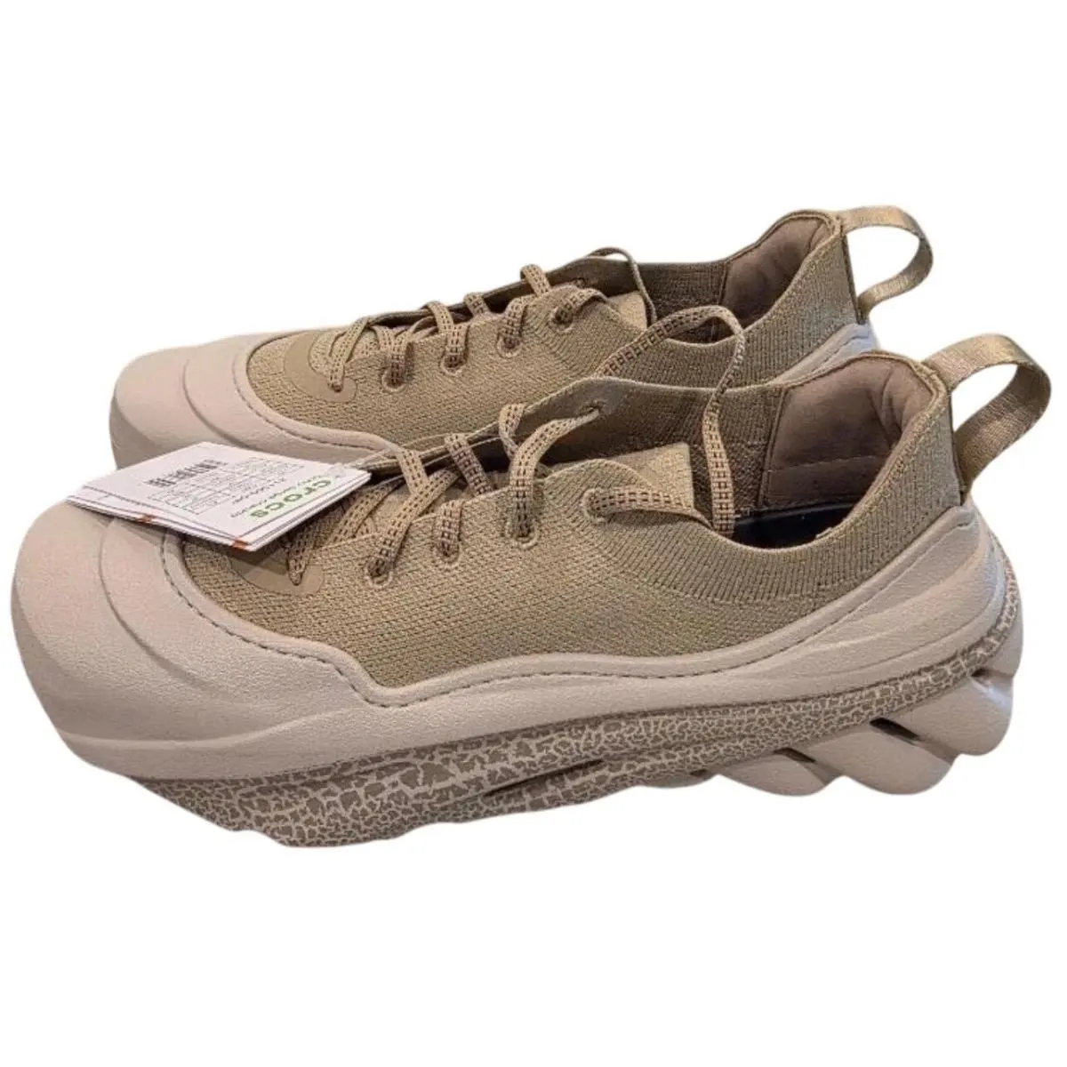 Crocs Echo Storm Sneakers Unisex M 8 Wmn 10 Tan Excell Platform Knit Laced Shoes