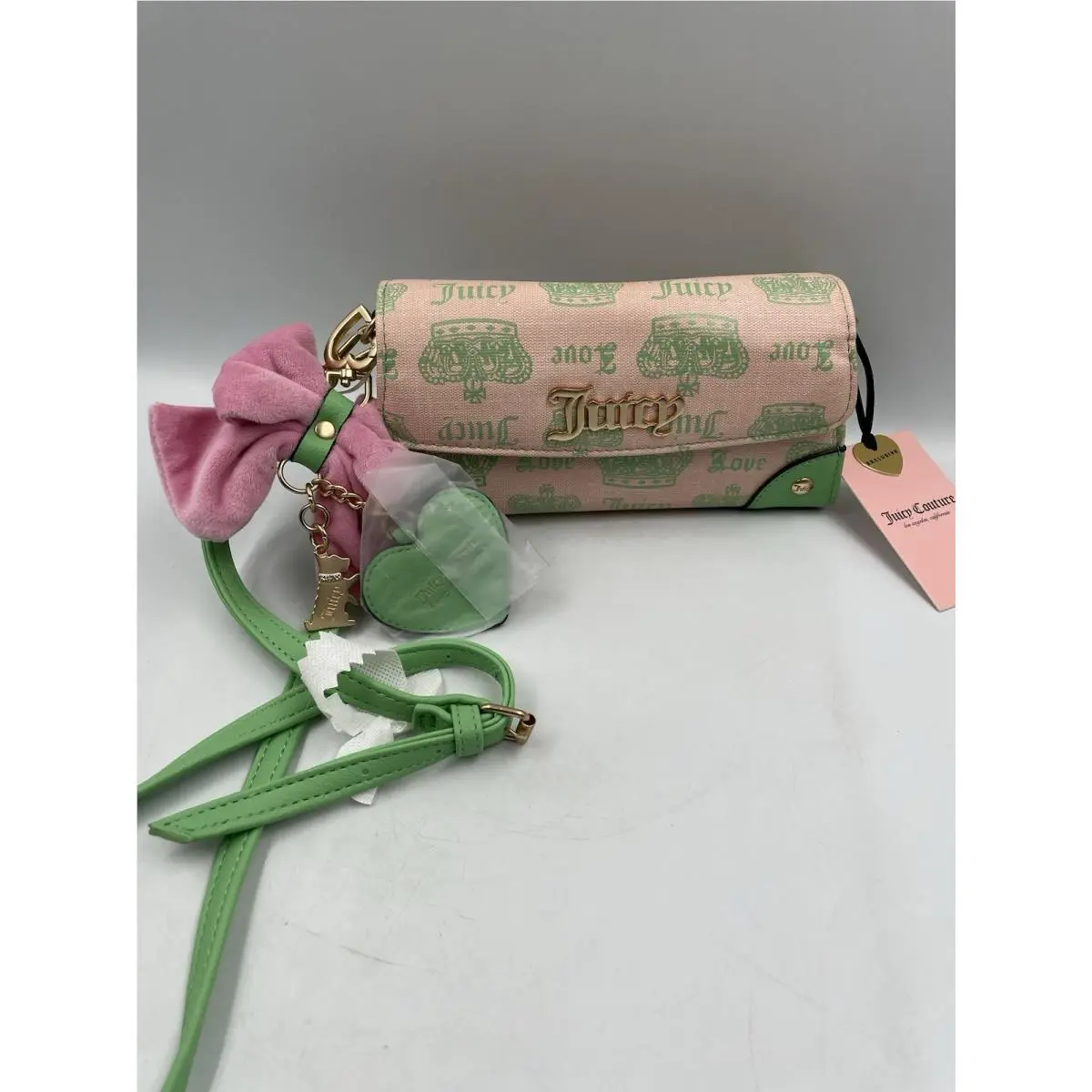 Juicy Couture Juicy Fan Club Wos Crossbody Bag Pink Diamond/retro Green