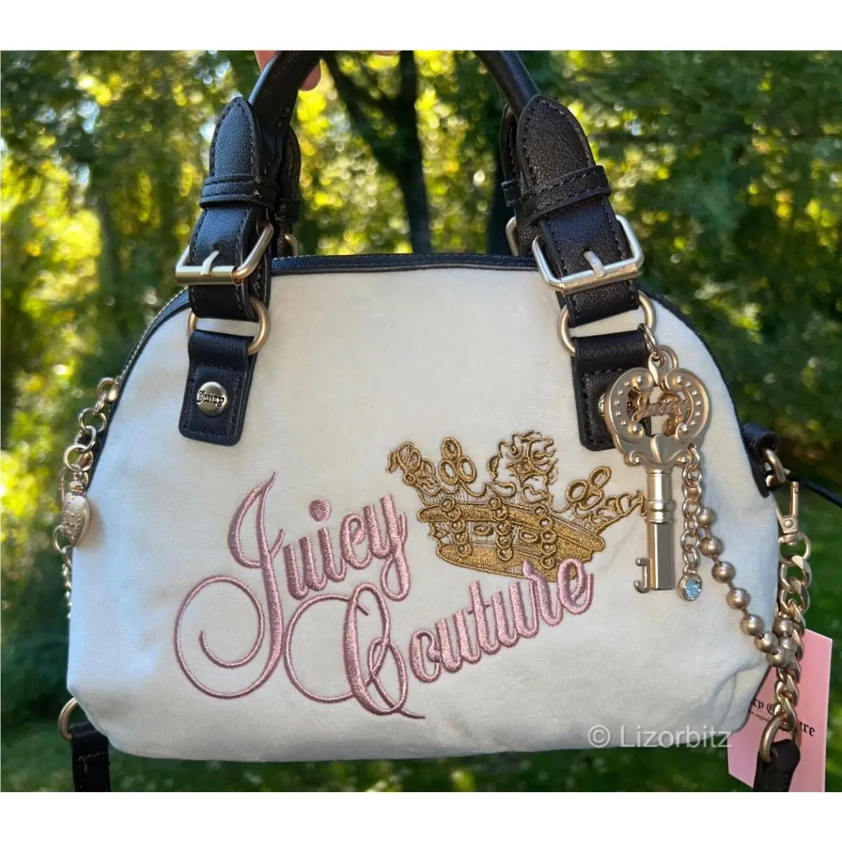 Juicy Couture The Key To Juicy Velour Crossbody Bag Crystal Ivory