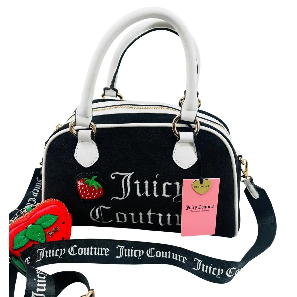 Juicy Couture Sweet N Juicy Apple Satchel Strawberry Black Crossbody Bag