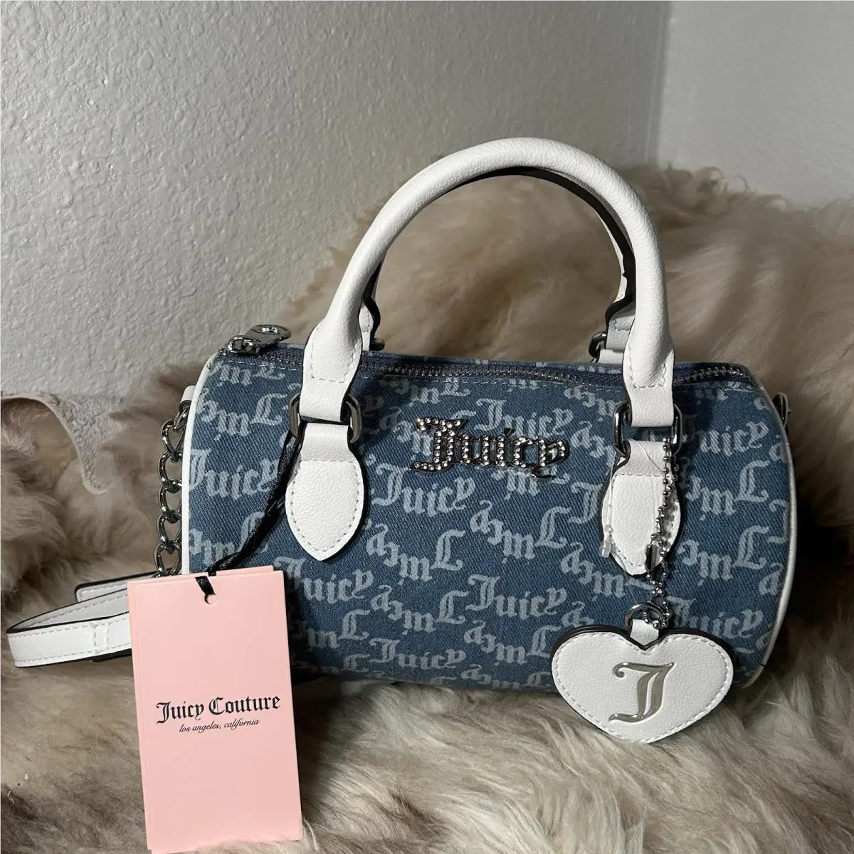 Juicy Couture Pep In Her Step Mini Barrel Crossbody - Denim Logo