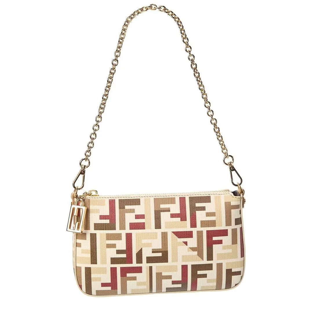 Fendi Baguette Ff Jacquard Pouch Women`s Beige
