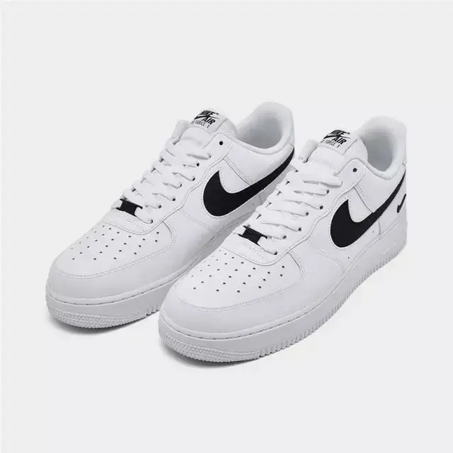 Nike Air Force 1 07 LV8 Nylon Swoosh Men`s Casual Shoes White Black Sz. 11.5