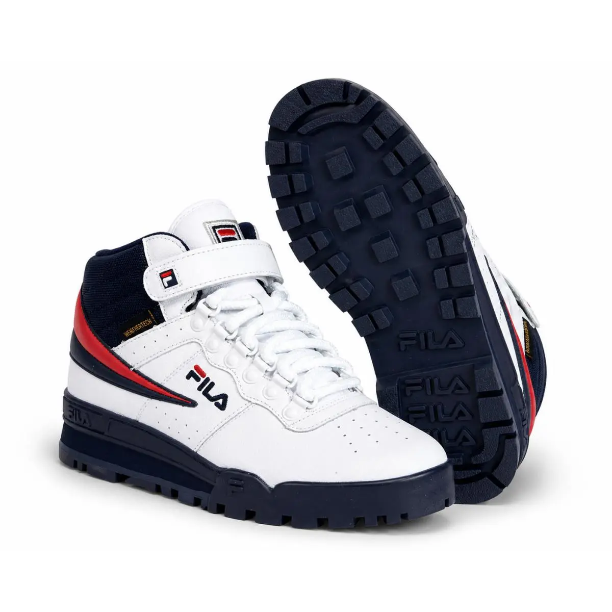 Fila F-13 Weather Tech Sneakers Mens Size 9 White Navy Red Leather w/ Box