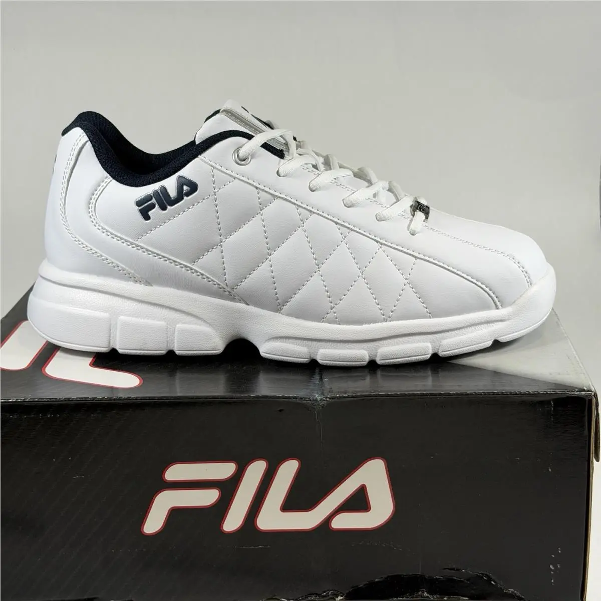 Fila Fulcrum 3 Size-10 Mens White Navy Fashion Sneakers