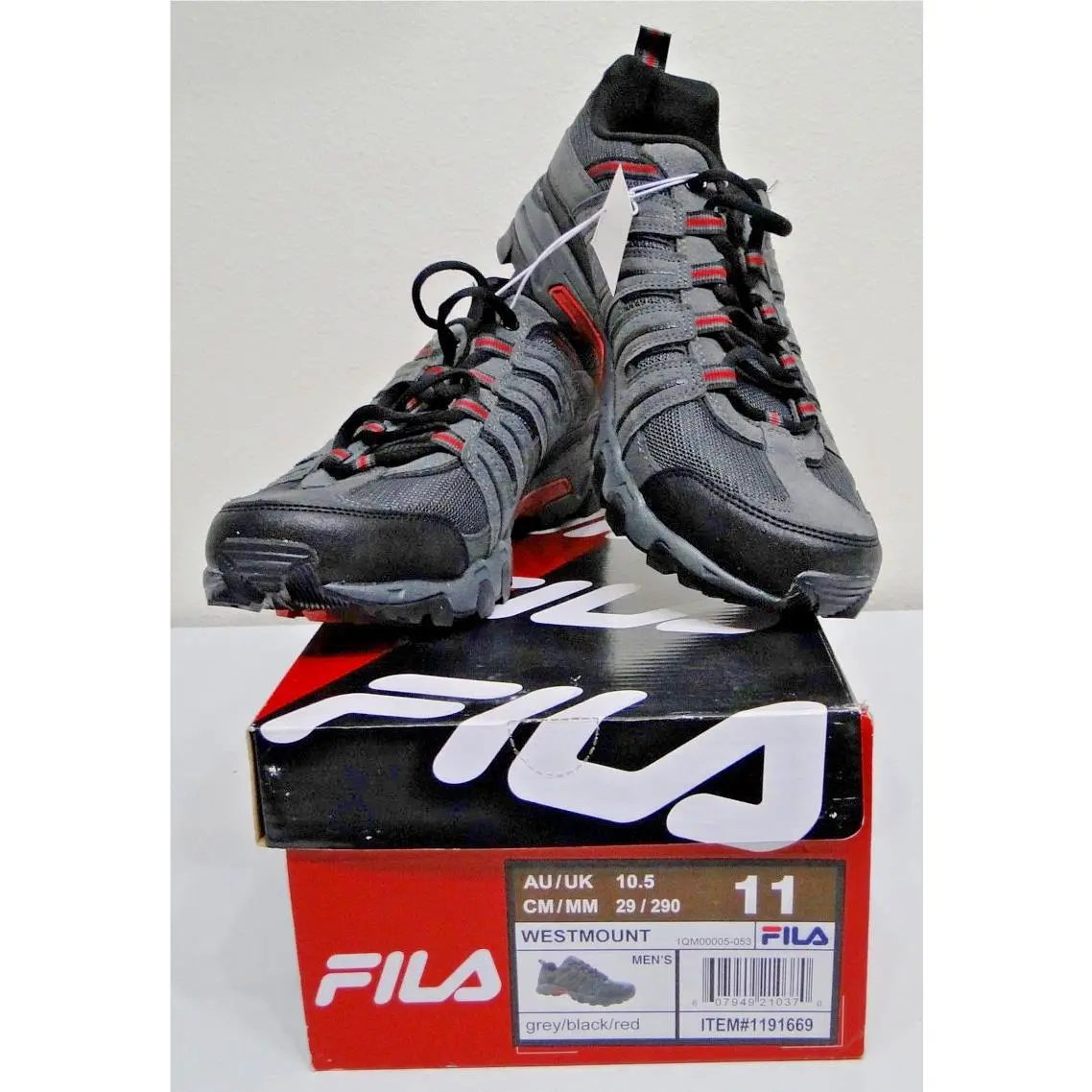 Fila Men`s Westmount Shoes Grey/black/red Size 11 1QM00005