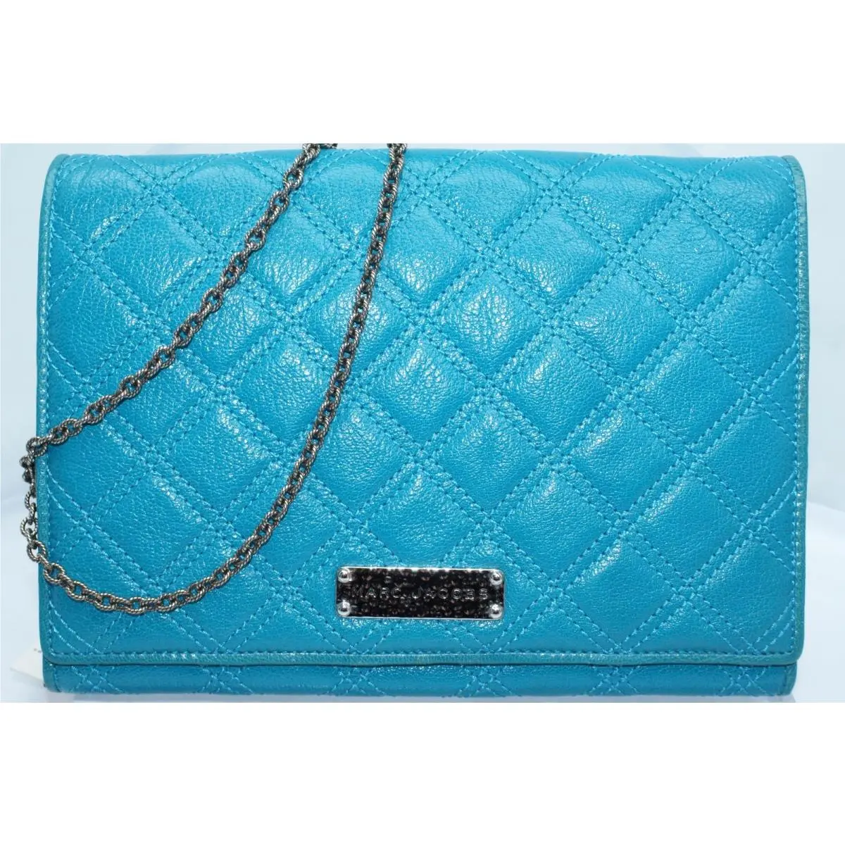 Marc Jacobs Women`s Crossbody Shoulder Bag Clutch Handbag Blue Leather