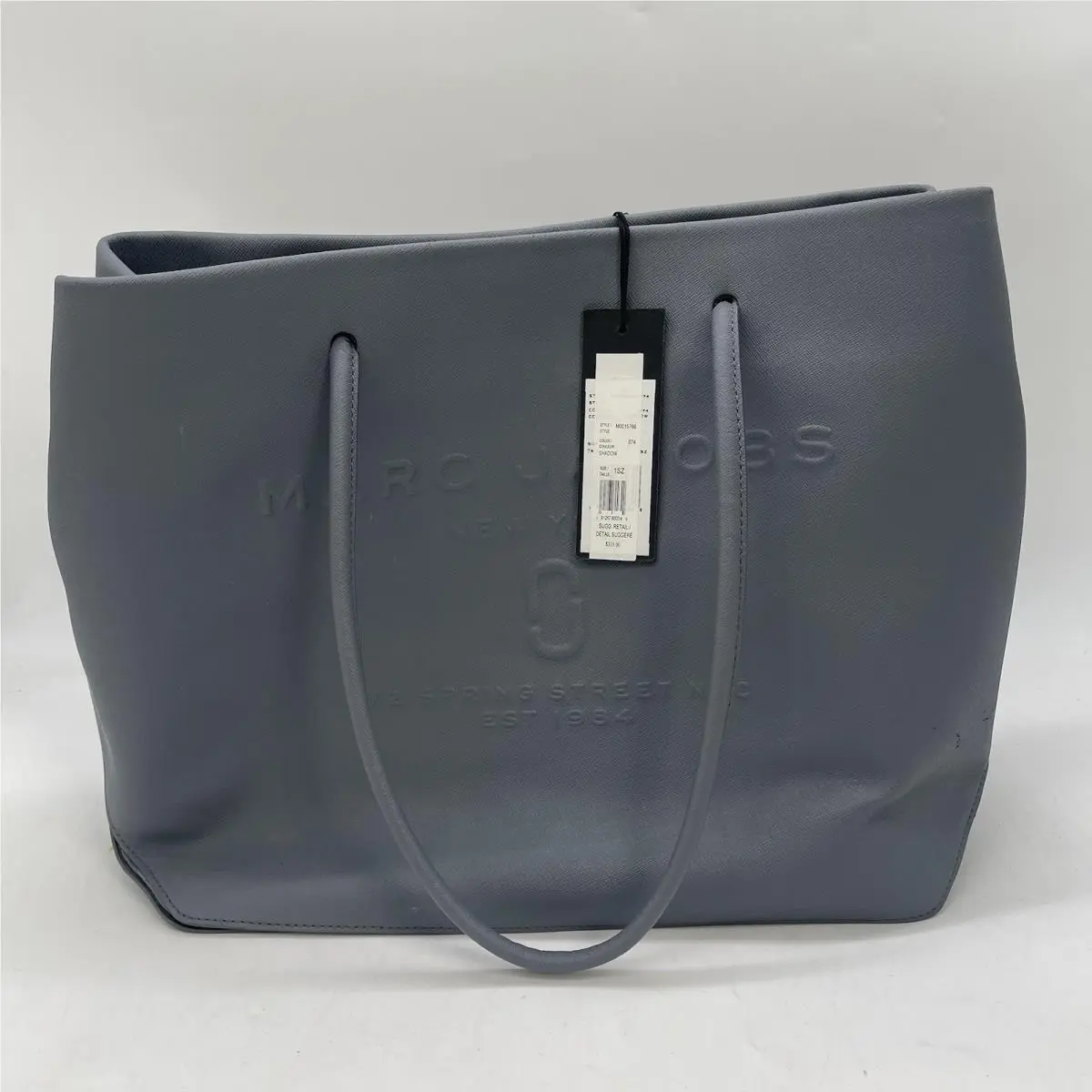 Marc Jacobs Logo Shopper East West Tote Bag Leather Shadow Gray