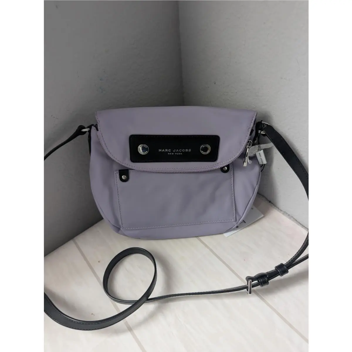 Marc Jacobs Preppy Nylon Mini Messenger Bag In Lilac Multi