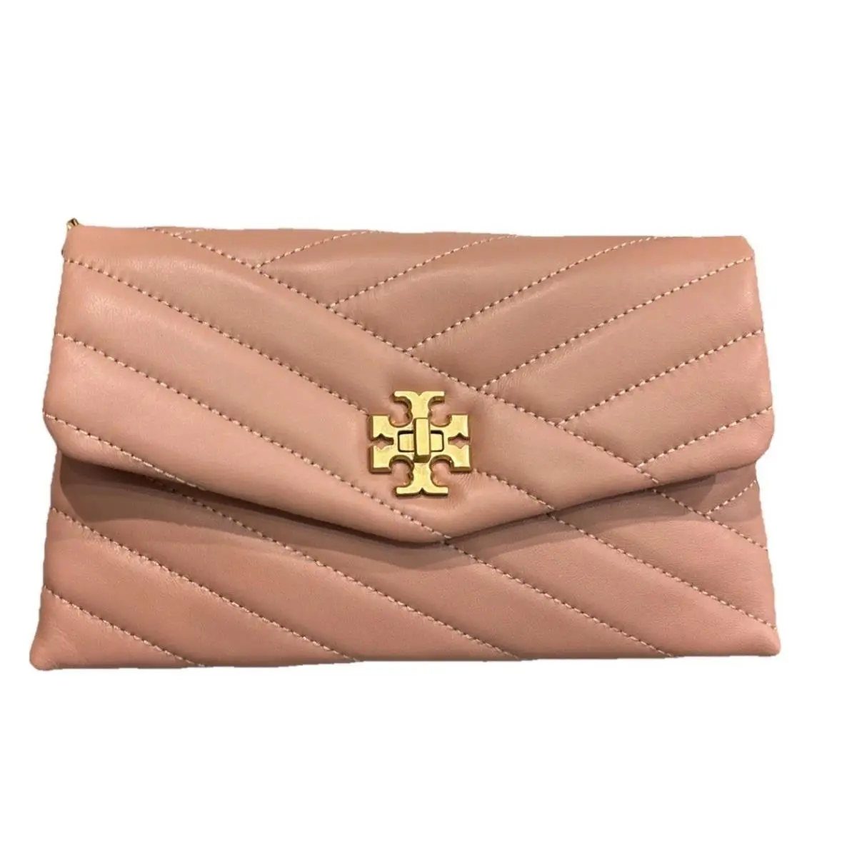Tory Burch Kira Chevron Chain Wallet Crossbody Meadow Sweet Pink