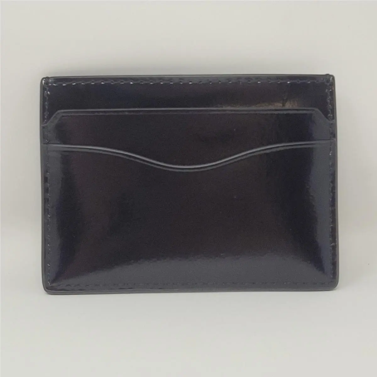 Tory Burch Card Wallet Womens Black Patent Leather Logo Slim Credit Holder