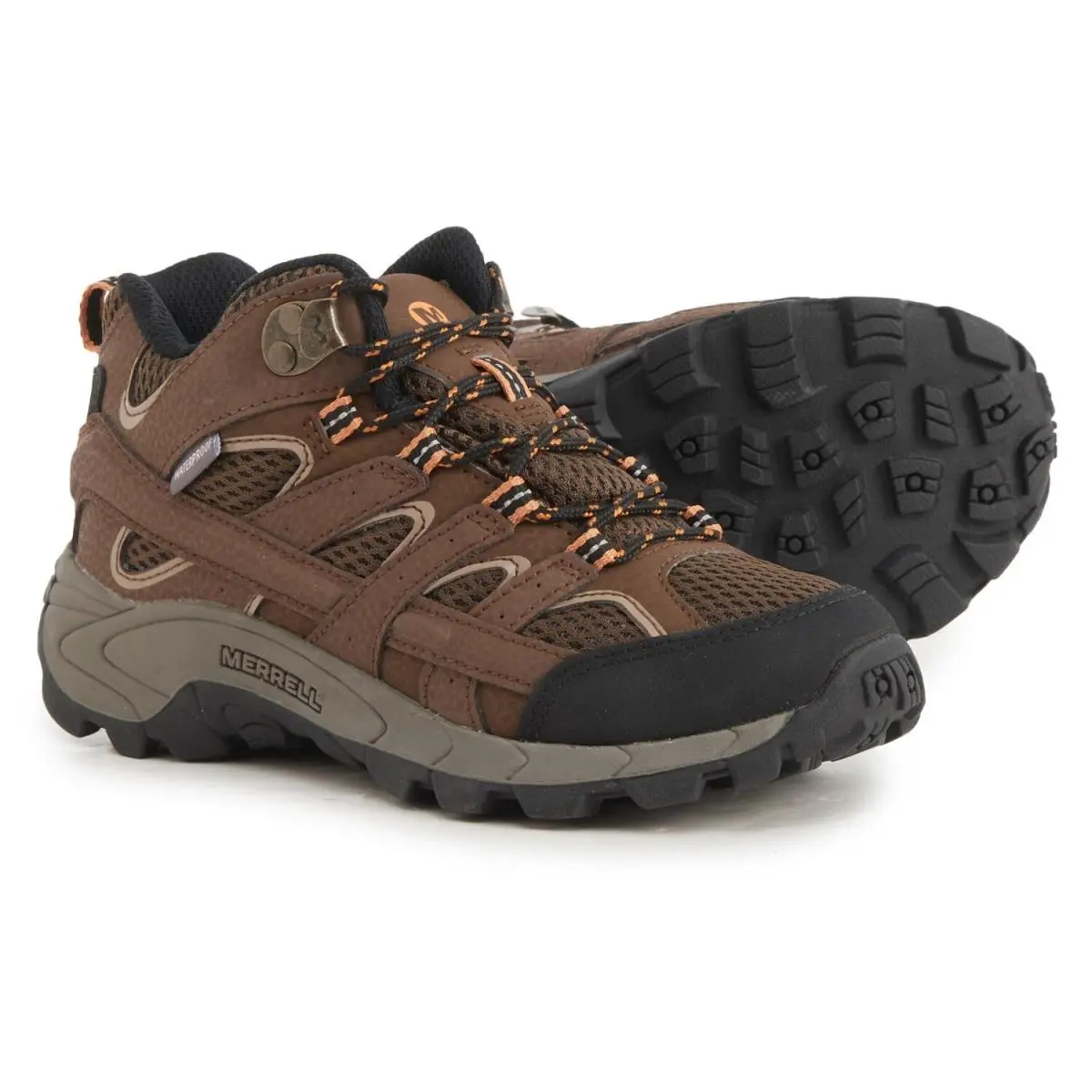 Merrell Moab 2 Kids Boys Size 12.5 Brown Suede Waterproof Mid Hiking Boots