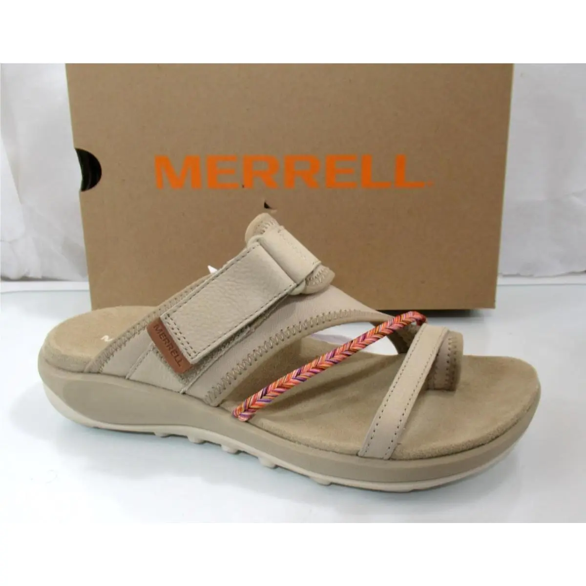 Women`s Merrell Terran 4 Post Slide Thong Sandals Comfort Incense Beige Size 7