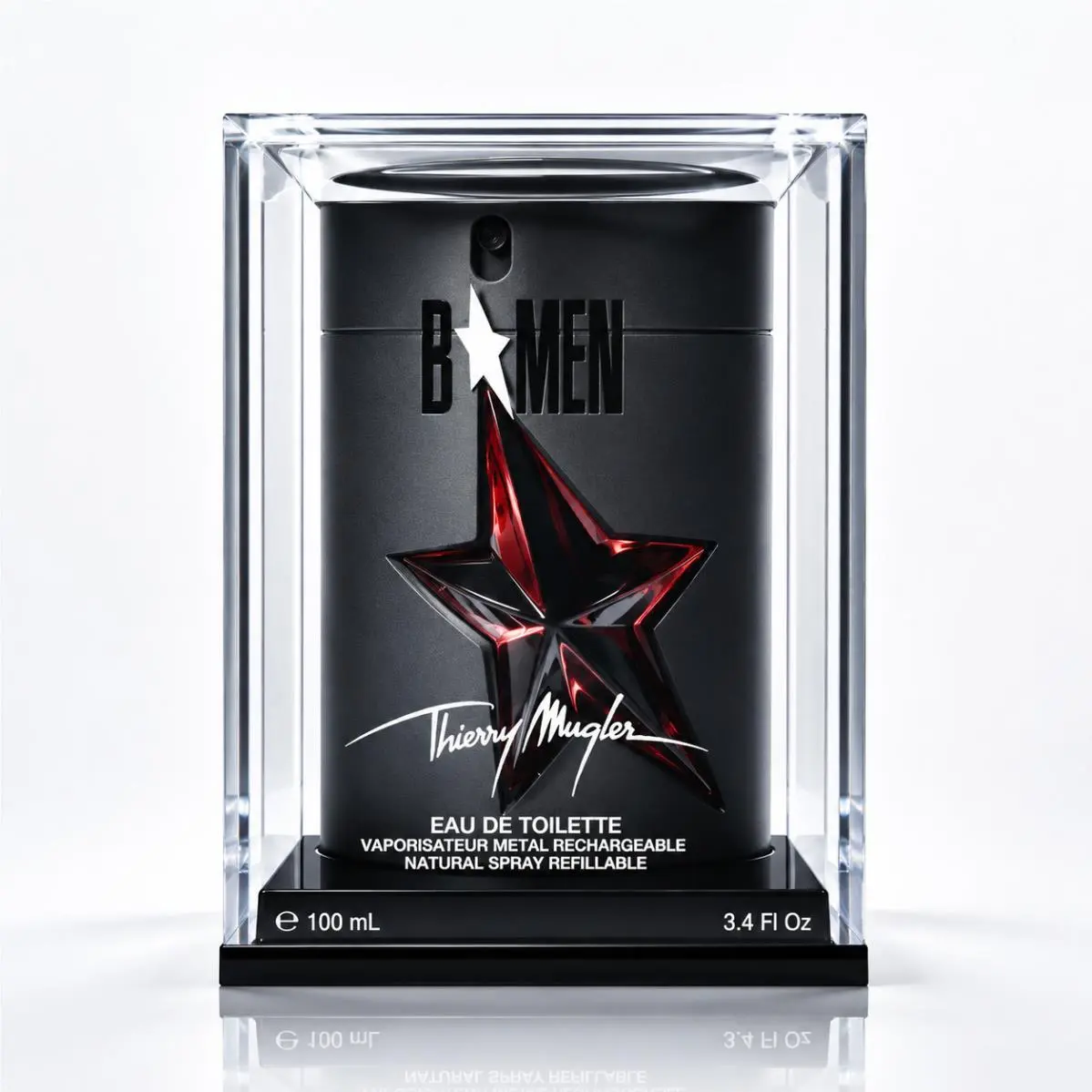 B Men by Thierry  3.4 oz / 100 ml Eau De Toilette Refillable Spray Metal by Mugler